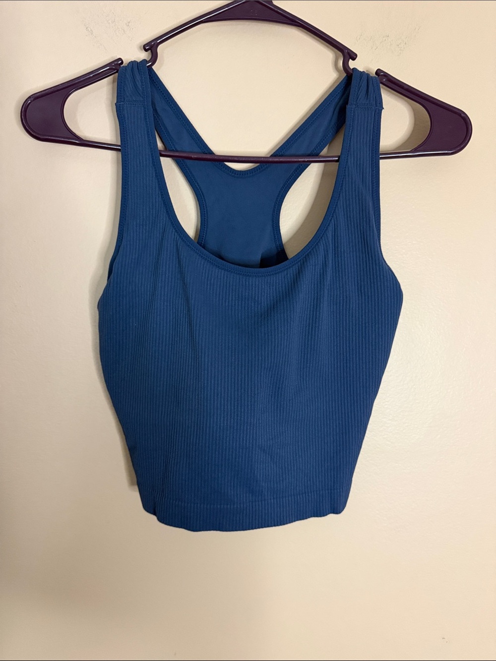 Ribbed Racerback Sports Bra Crop Top - Teal